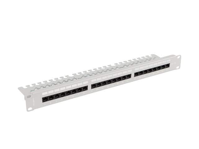 LANBERG PATCH PANEL 24 PORT 1U 19" KAT.5E UTP Z ORGANIZEREM KABLOWYM SZARY — zdjęcie 1 z 5