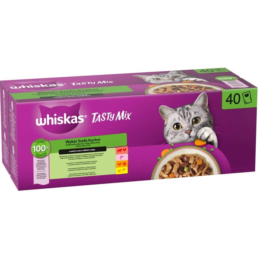 Whiskas Tasty mix wybór szefa kuchni w sosie mokra karma dla kota 40x85g — zdjęcie 1 z 5