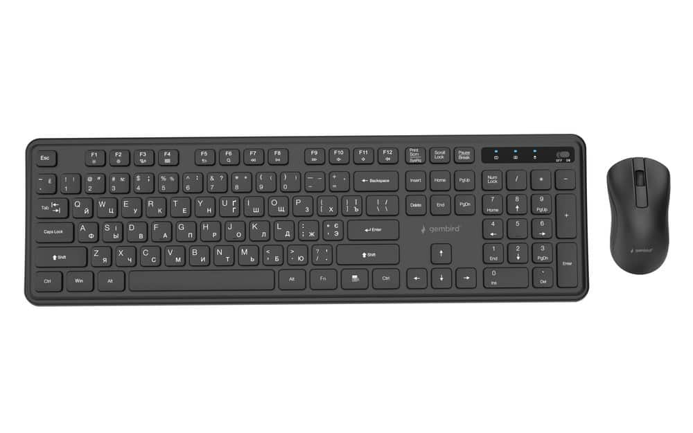 GEMBIRD BEZPRZEWODOWY ZESTAW KLAWIATURY + MYSZ SLIM PRO BUSINESS NA BIURKO, CZARNY, UKŁAD RU — zdjęcie 1 z 5