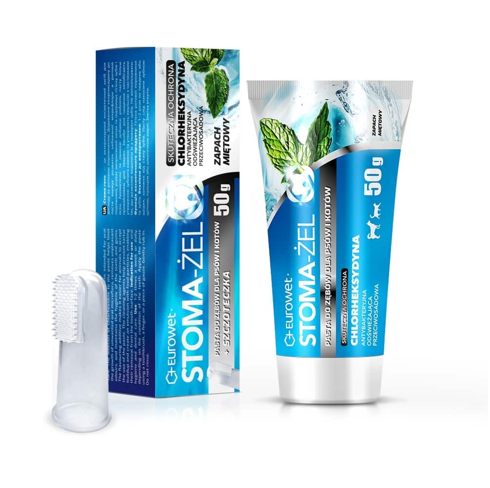 Eurowet Stoma-żel Pasta do zębów ze szczoteczką miętowa pies/kot 50g