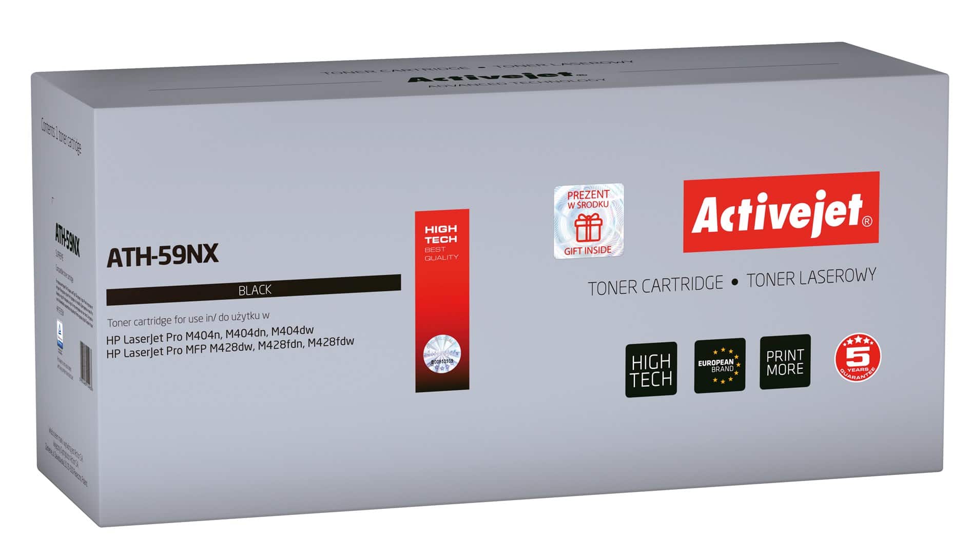 Activejet ATH 59NX Toner (Zamiennik HP 59X CF259X; Supreme; 10000 stron; czarny) Z chipem, Zalecamy wyłączenie aktualizacji oprogramowania drukarki, nowa aktualizacja może powodować problemy z właściwym działaniem tonera — zdjęcie 1 z 2