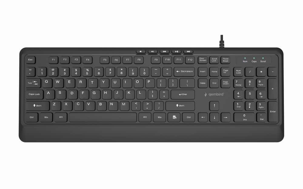 GEMBIRD KLAWIATURA PRZEWODOWA SLIM, 5 HOTKEYS, CZARNA — zdjęcie 1 z 6