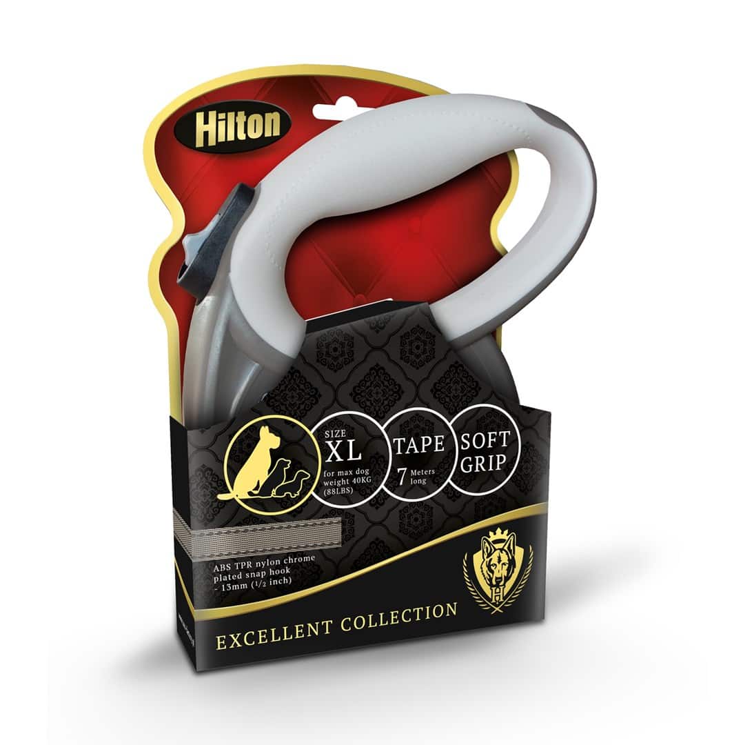 HILTON SMART DOG TAPE XL BRĄZOWO-BEŻOWA SMYCZ AUTOMATYCZNA 7M  DLA PSA DO 40KG — zdjęcie 1 z 2