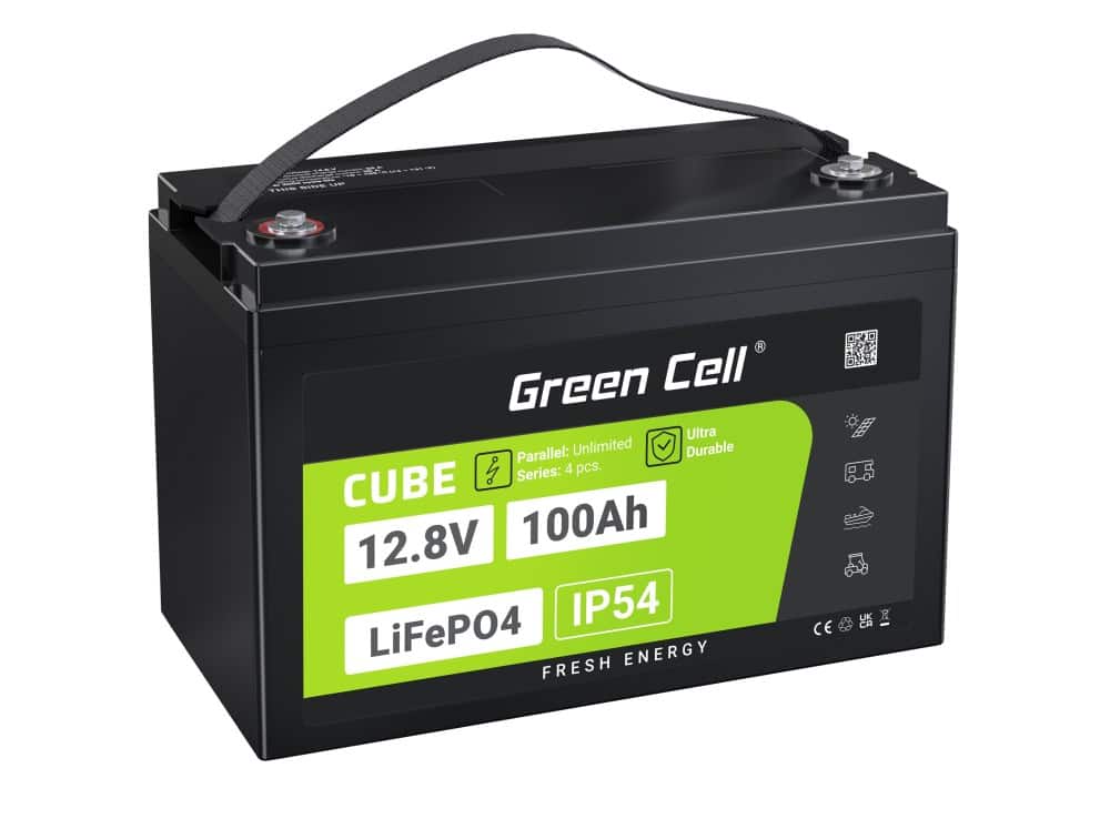 GREEN CELL AKUMULATOR LIFEPO4 CUBE 100AH 12V/12.8V 1280WH LFPGC12V100AH — zdjęcie 1 z 8