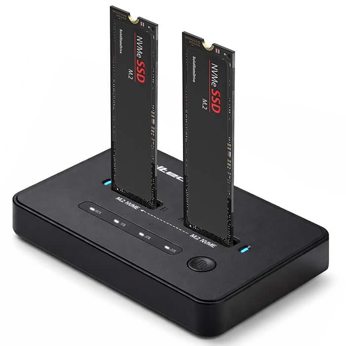 QOLTEC STACJA DOKUJĄCA SSD M.2 NVME | PCIE | USB-C | 20GB/S | DUAL 2X8TB | KLONOWANIE OFFLINE — zdjęcie 1 z 8