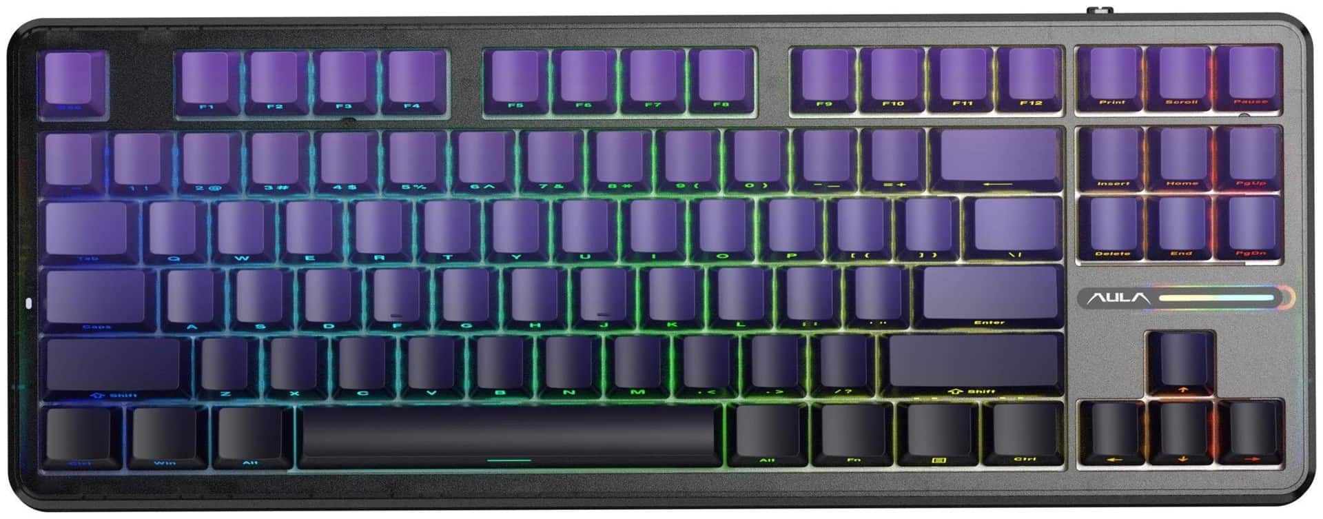 Klawiatura gasket F87 Pro Purple Black Gradient GrayWoodV4 switch RGB AULA — zdjęcie 1 z 4