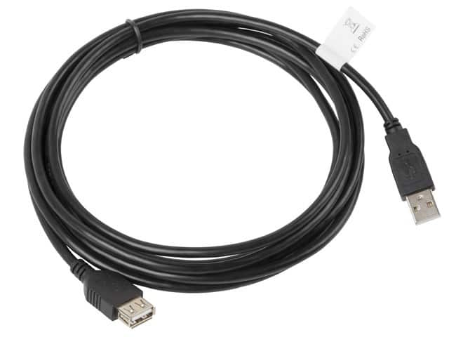 Kabel Lanberg  CA-USBE-10CC-0030-BK (USB 2.0 Męski - USB 2.0 Żeński; 3m; czarny) — zdjęcie 1 z 2