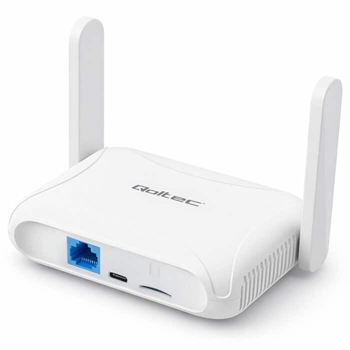 QOLTEC ROUTER 4G LTE WI-FI 6 | AX300 | 2.4GHZ | DUAL ANTENA | USB-C | MICRO SIM — zdjęcie 1 z 8
