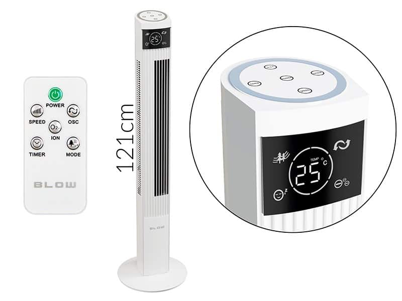 BLOW WENTYLATOR KOLUMNOWY XXL 125CM 90W BIAŁY — zdjęcie 1 z 8