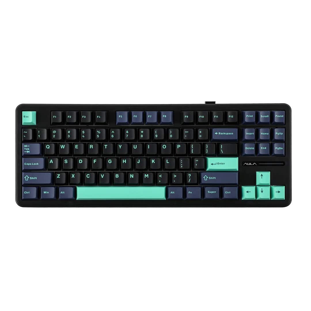 Klawiatura gasket F87 Pro Dark Blue + Black + Cyan GrayWoodV4 switch RGB AULA — zdjęcie 1 z 8