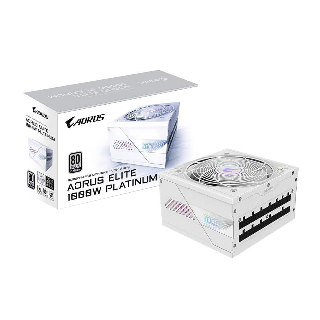 Zasilacz Gigabyte AORUS ELITE P1000W 80+ Platinum Modular PCIe 5.0 ICE (GP-AE1000PM PG5 ICE) — zdjęcie 1 z 7