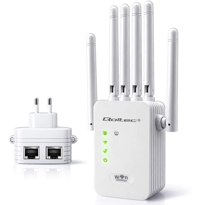 QOLTEC REPEATER WZMACNIACZ SYGNAŁU WI-FI 5 | ACCESS POINT | AC1200 | 6 ANTEN | 2XRJ45 | 128MB — zdjęcie 1 z 8