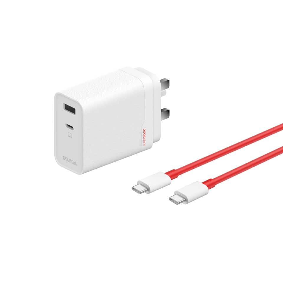 Ładowarka sieciowa OnePlus SuperVOOC GaN Dual Charger 120W USB-A/USB-C + kabel USB-C 1m Biała (OUTLET) — zdjęcie 1 z 4