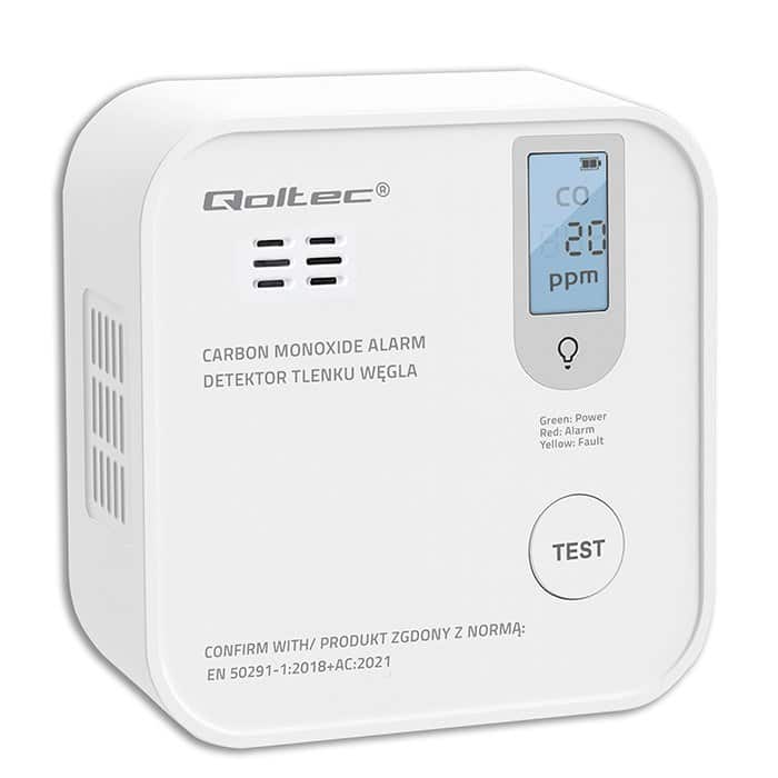 QOLTEC CZUJNIK TLENKU WĘGLA (CZADU) Z BATERIĄ | DETEKTOR CO | ALARM 85DB | LED — zdjęcie 1 z 8