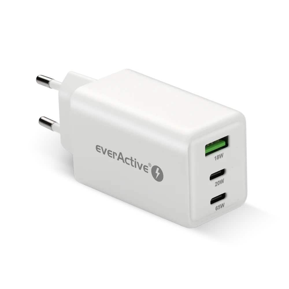 EVERACTIVE GAN 65W, 1xUSB, 2xUSB-C Quick Charge 4+ — zdjęcie 1 z 7