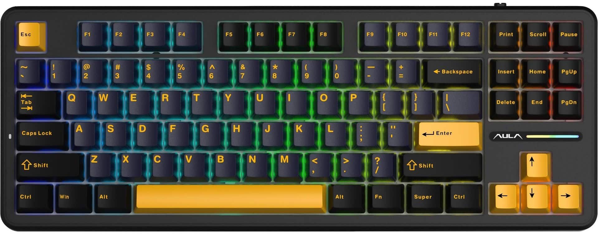 Klawiatura gasket F87 Thunder Black GrayWood switch RGB AULA — zdjęcie 1 z 4