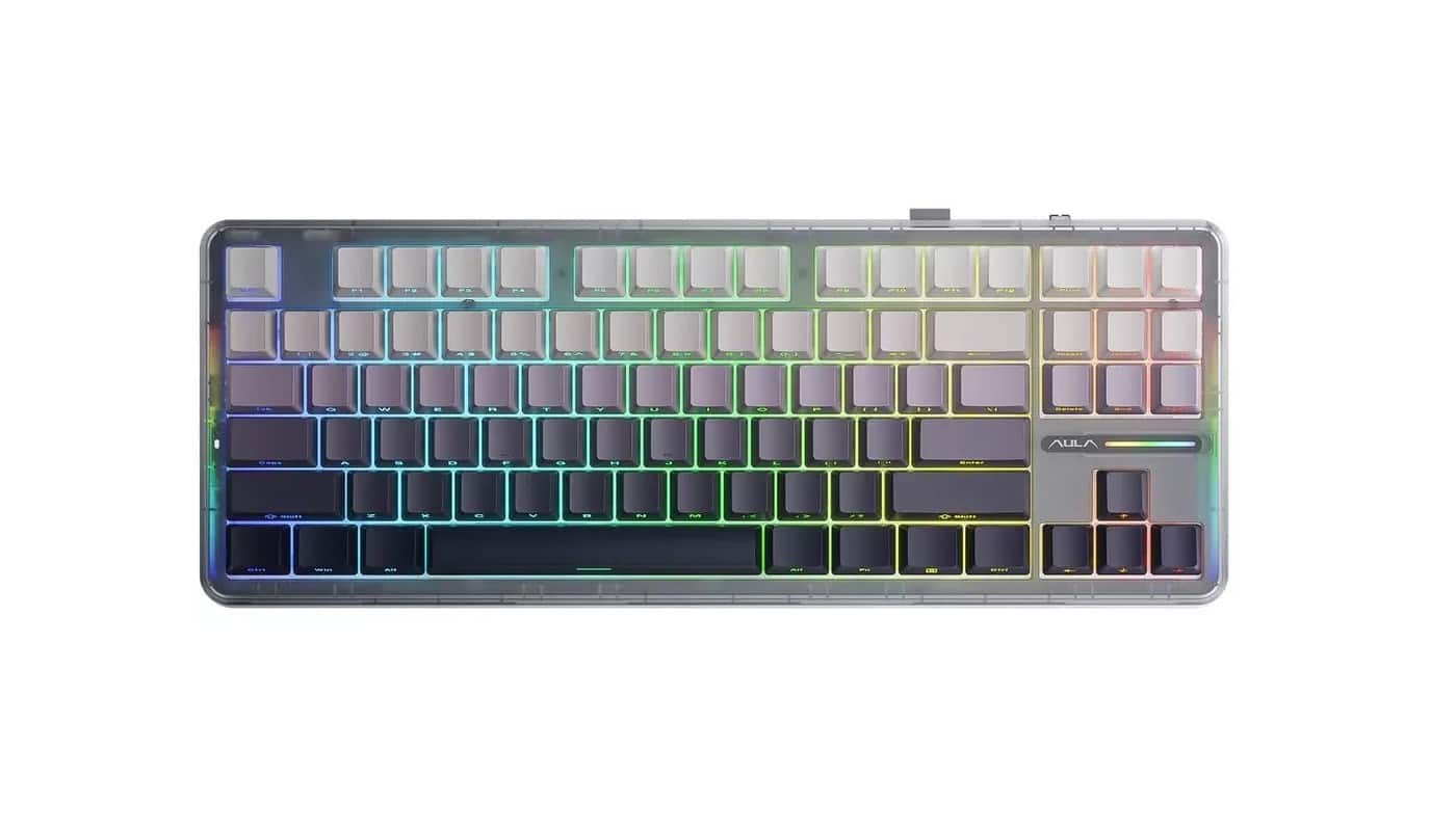 Klawiatura gasket F87 Gradient Grey SpaceCrystal switch RGB AULA