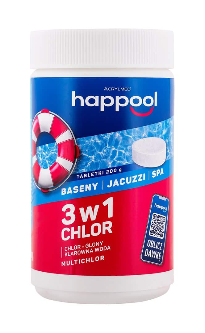 Acrylmed 1kg Multichlor 200g do długotrwałej dezynfekcji wody w basenie - tabletki — zdjęcie 1 z 3