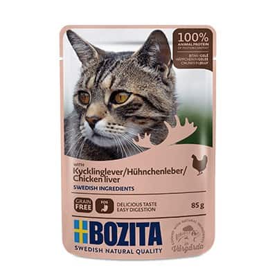 BOZITA Mięsne kawałki w galarecie z wątróbką z kurczaka - saszetka dla kota - 85g