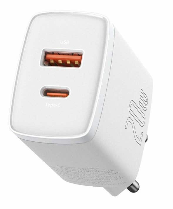 BASEUS ŁADOWARKA SIECIOWA USB, USB-C (BIAŁA) — zdjęcie 1 z 3