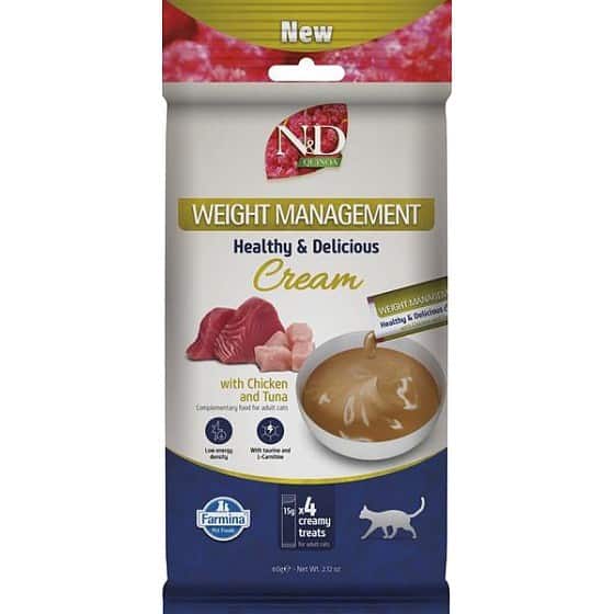 FARMINA N&D QUINOA CAT WEIGHT MANAGEMENT CREAM WITH CHICKEN & TUNA 60gr — zdjęcie 1 z 2