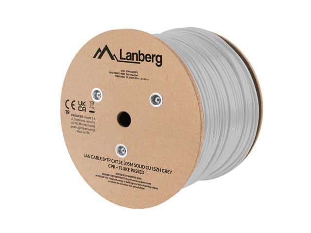 LANBERG KABEL LAN SFTP KAT.5E 305M DRUT CU CPR+ — zdjęcie 1 z 5