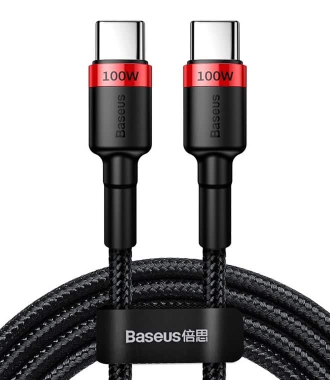 BASEUS KABEL USB-C/USB-C CAFULE 100W 2M CZERWONO-CZARNY — zdjęcie 1 z 6