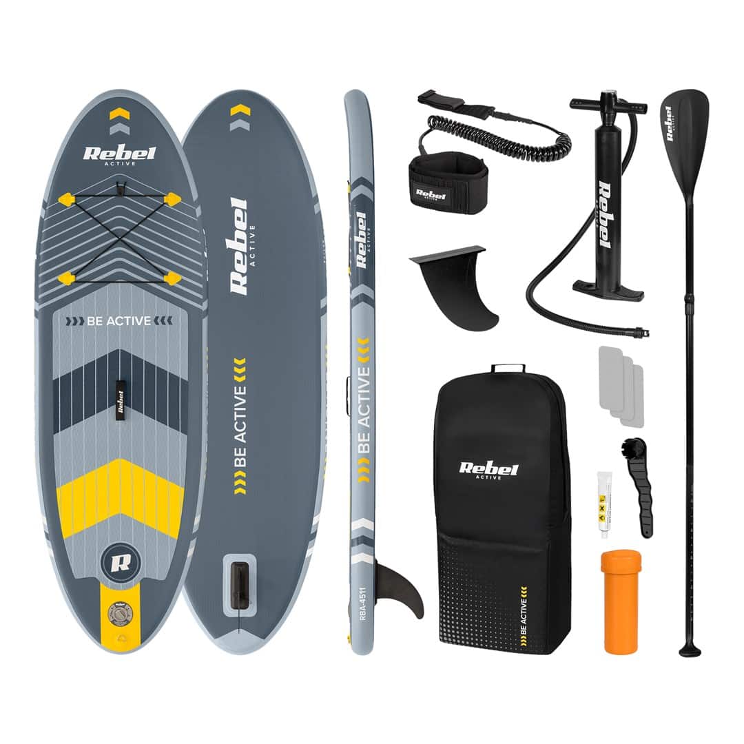 REBEL ACTIVE DESKA SUP POMPOWANA SZARA 244X76X10 ZESTAW RBA-4511 — zdjęcie 1 z 8
