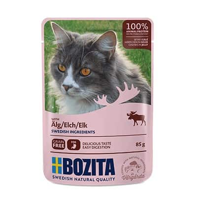 BOZITA Mięsne kawałki w galarecie z łosiem - saszetka dla kota - 85g