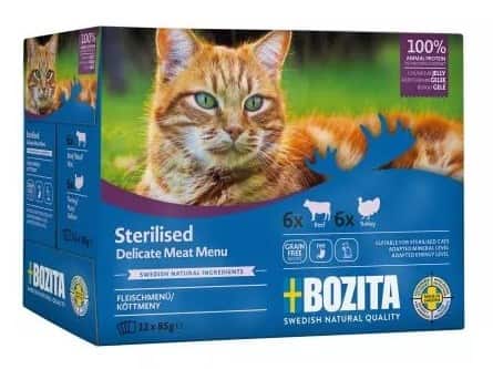 Bozita Sterylizowane Kawałki w Galaretce z Mięsem -  mokra karma dla kota- Multibox 12 x 85g