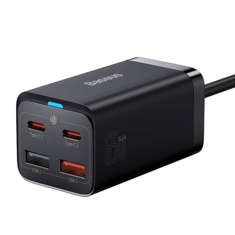 BASEUS ŁADOWARKA SIECIOWA 2X USB-C, 2XUSB (CZARNA) — zdjęcie 1 z 4