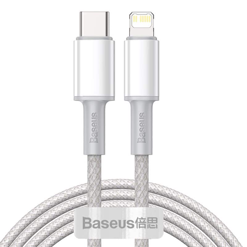 Kabel Baseus CATLGD-A02 Lightning - USB-C PD 20W 480Mb/s 2m - biały — zdjęcie 1 z 8