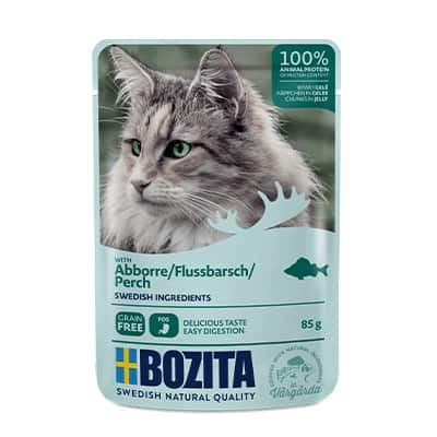 BOZITA Mięsne kawałki w galarecie z okoniem - saszetka dla kota - 85g