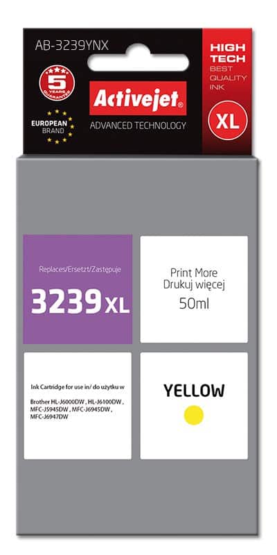 Activejet AB-3239YNX Tusz (zamiennik Brother LC3239XLY; Supreme; 50 ml; żółty)