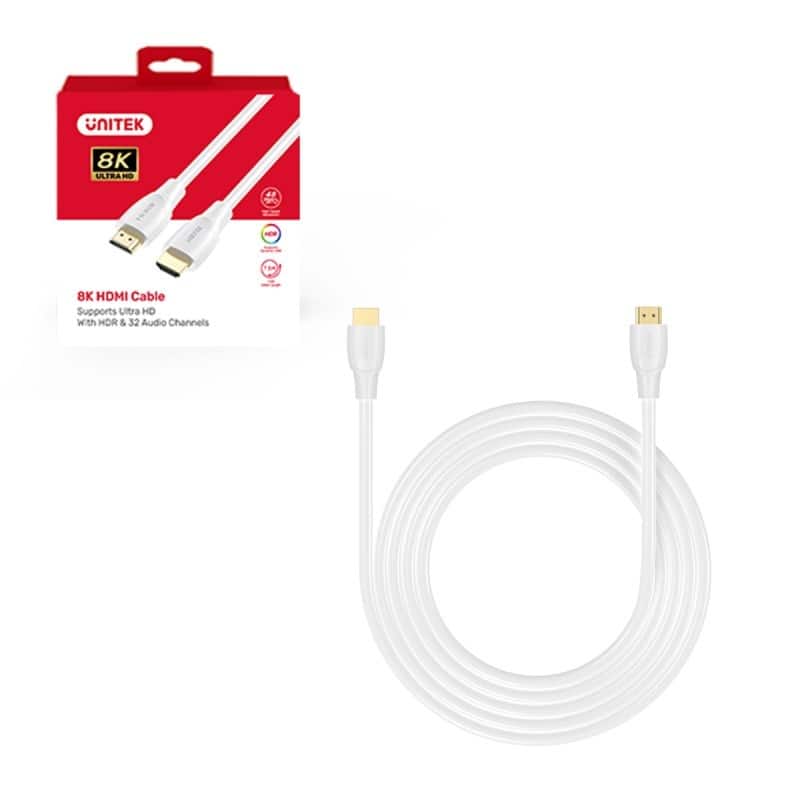 UNITEK KABEL HDMI 2.1 8K HDR BIAŁY 2M — zdjęcie 1 z 3