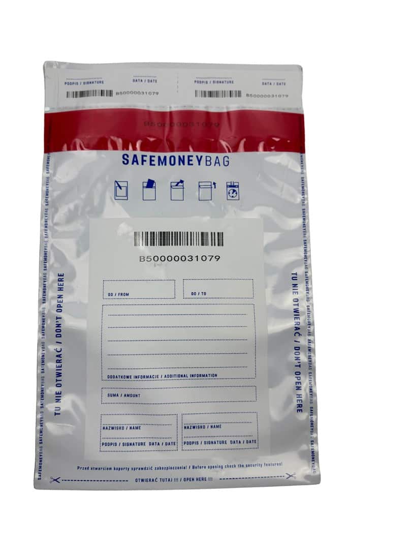 SAFEMONEYBAG Koperty bezpiecznie depozytowe transparent B5 190mmx260mm+35mm 100 szt w opakowaniu — zdjęcie 1 z 3