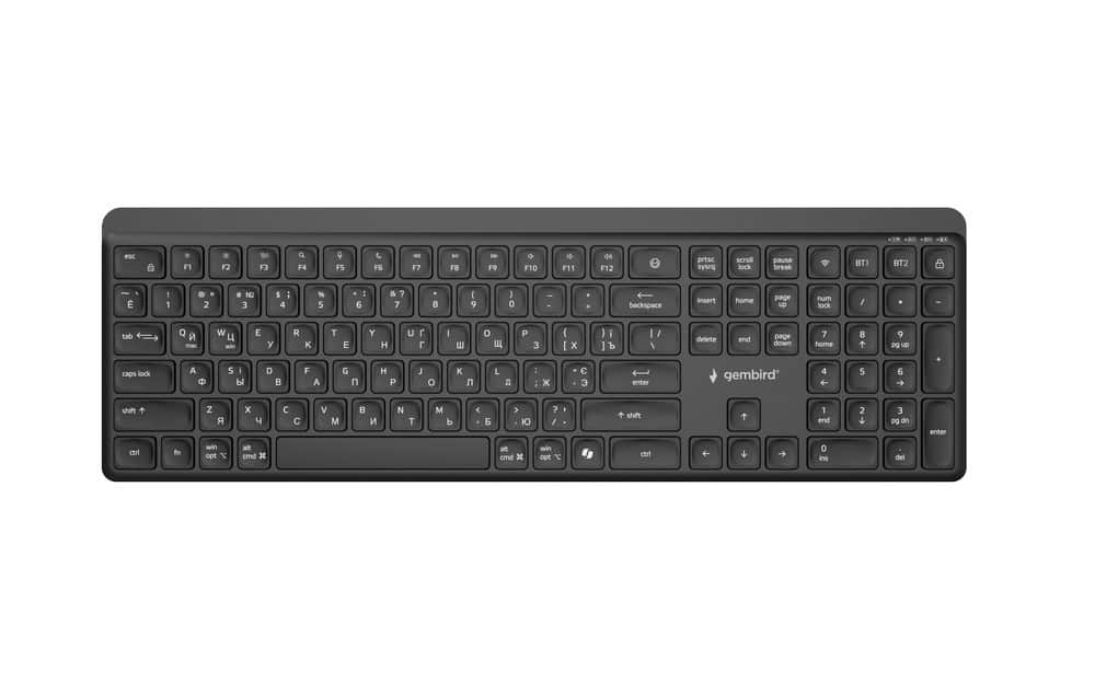 GEMBIRD BEZPRZEWODOWY ZESTAW KLAWIATURY + MYSZ SLIM PRO BUSINESS, DUAL MODE: 2,4 GHZ + BT, UKŁAD RU, KOLOR CZARNY — zdjęcie 1 z 8
