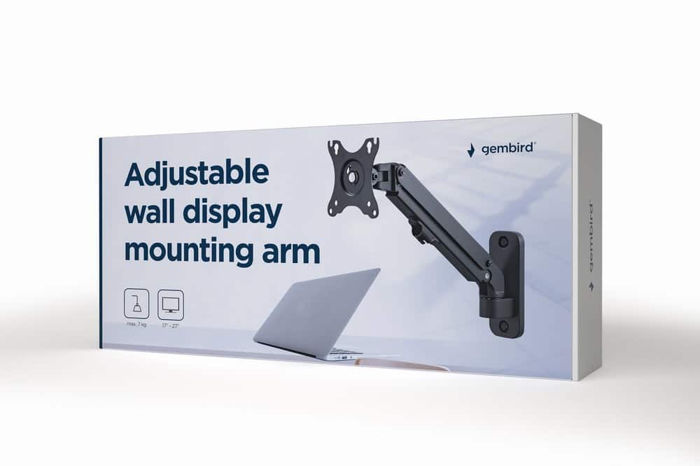 GEMBIRD ŚCIENNE REGULOWANE RAMIĘ/UCHWYT NA MONITOR 17-27, VESA 100X100MM, DO 7 KG (OUTLET) — zdjęcie 1 z 3
