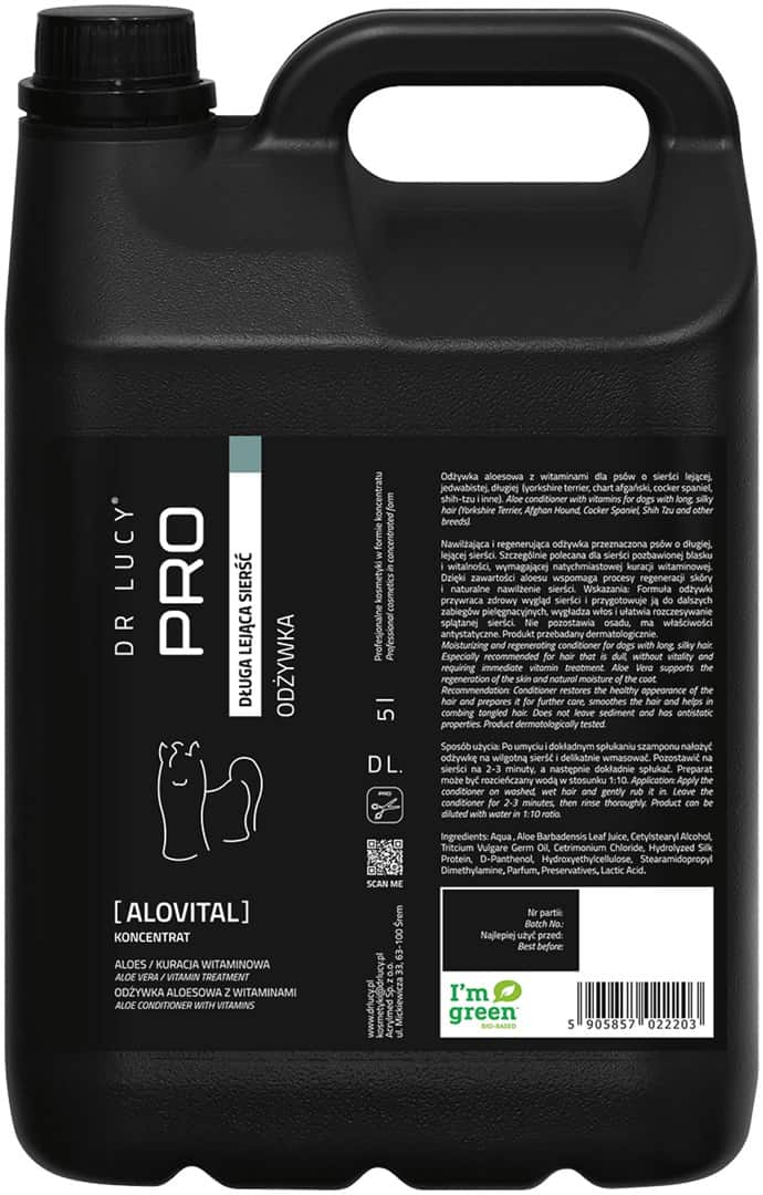 Dr Lucy - PRO ALOVITAL 5 l - Odżywka uniwersalna do sierści miękkiej, długiej z aloesem i z witaminami