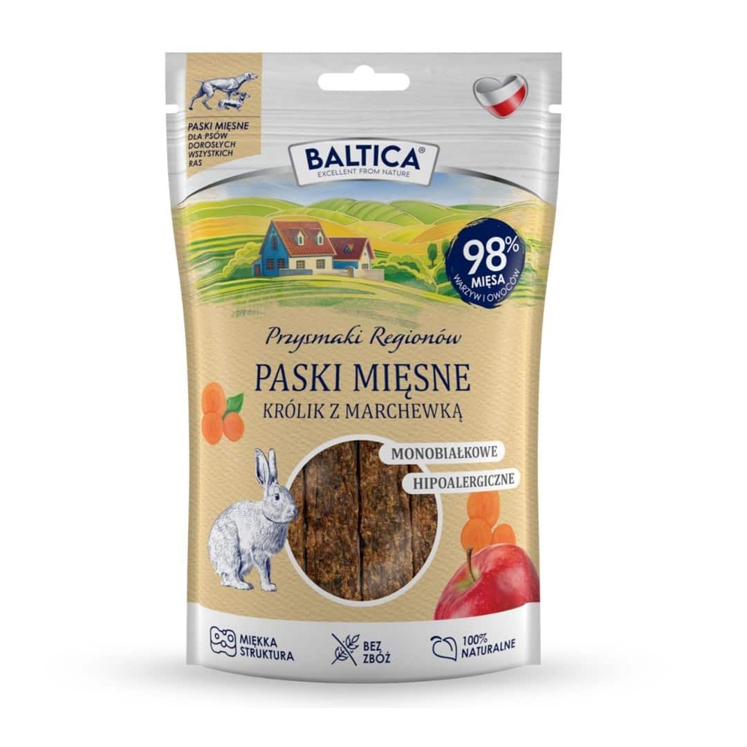 BALTICA Przysmaki Mięsne paski Królik marchewka 90g
