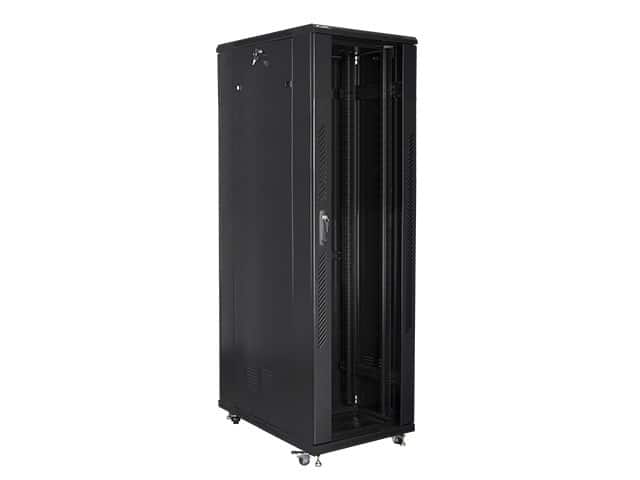 Szafa jednosekcyjna, zamykana na zamek Lanberg FF01-8042-12B (42U; 19''; 2050mm / 800mm / 1000 mm; stojąca; Pełne, Szklane; 800 kg; kolor czarny) — zdjęcie 1 z 5