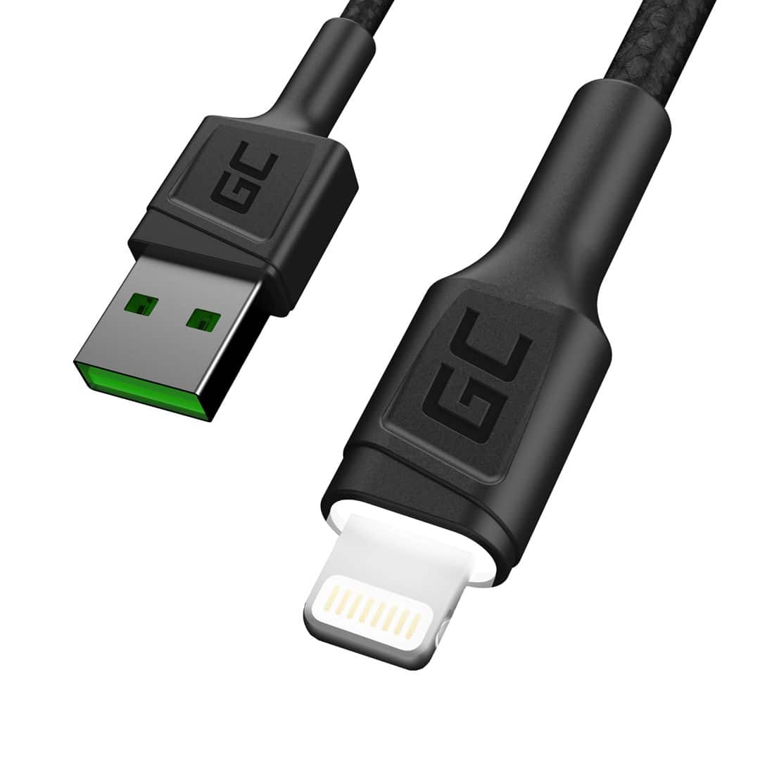 GREEN CELL KABEL KABGC05 KABEL GREEN CELL GC RAY USB - LIGHTNING 120CM, BIAŁY LED, SZYBKIE ŁADOWANIE — zdjęcie 1 z 5