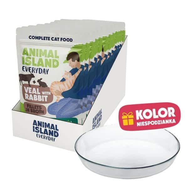 ANIMAL ISLAND cielęcina z królikiem 12x85g+talerzyk