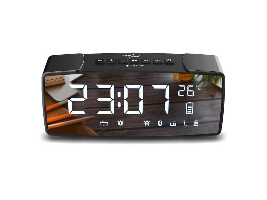 GREENBLUE RADIOBUDZIK BLUETOOTH 4.2, FM, AUX-IN, 6W, TEMPERATURA, ALARM, ZEGAR, AKUMULATOR 2200MAH GB200 — zdjęcie 1 z 8