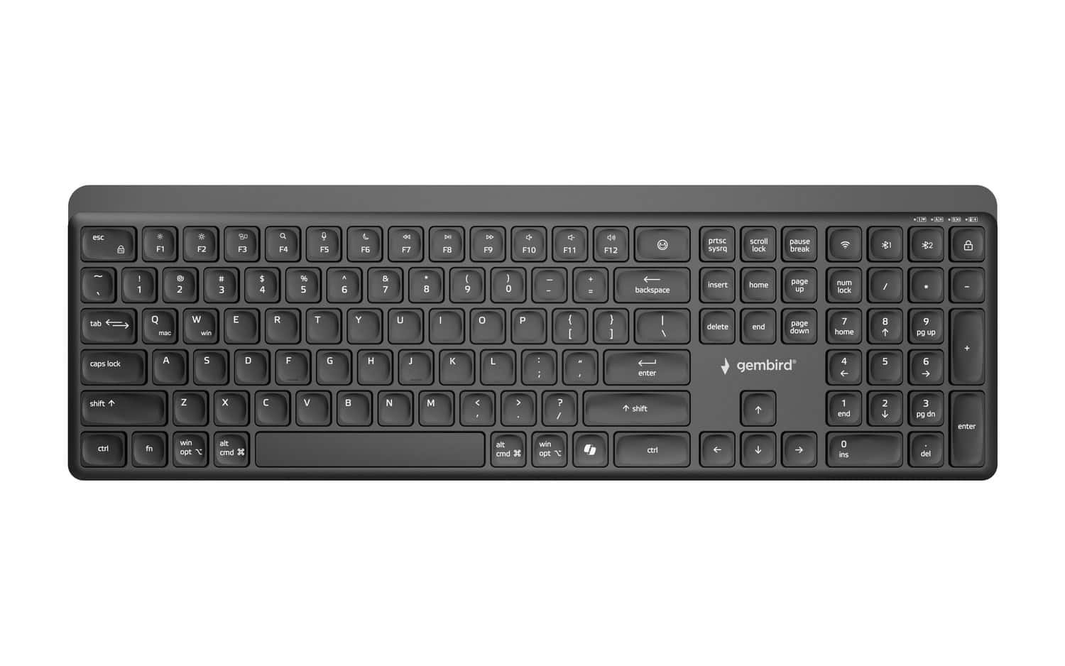 GEMBIRD BEZPRZEWODOWY ZESTAW KLAWIATURY + MYSZ SLIM PRO BUSINESS, DUAL MODE, 2,4 GHZ + BT, UKŁAD US, KOLOR CZARNY — zdjęcie 1 z 8