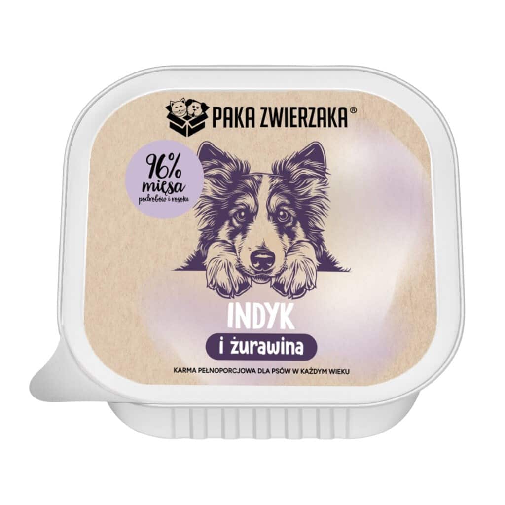 Paka Zwierzaka  indyk i żurawina mokra karma dla psa tacka 150g — zdjęcie 1 z 3