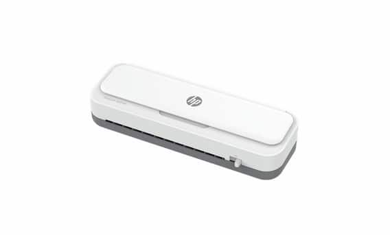 HP ONELAM Laminator 400 A4, na zimno/ciepło, zintegrowany trymer, zaokrąglacz rogów, prędkość 40cm/min + 15 folii: 3xA4, 4xA5, 4xA6, 4xB-CARD, biały (OUTLET) — zdjęcie 1 z 6