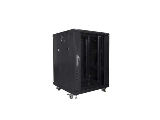 Szafa rack Lanberg FF01-6615-12B (15U; 19''; 848mm / 600mm / 600 mm; stojąca; Szklane; 800 kg; kolor czarny) — zdjęcie 1 z 5