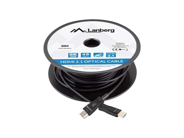 LANBERG KABEL HDMI M/M V2.1 20M 8K OPTYCZNY AOC CA-HDMI-30FB-0200-BK — zdjęcie 1 z 5