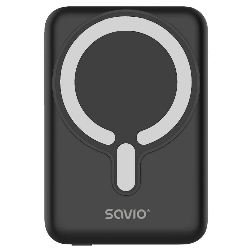 SAVIO POWERBANK 10000 MAH MAGNETYCZNY CZARNY BA-12 — zdjęcie 1 z 5